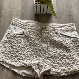 Rue 21 Jean/canvas Shorts with crochet detail